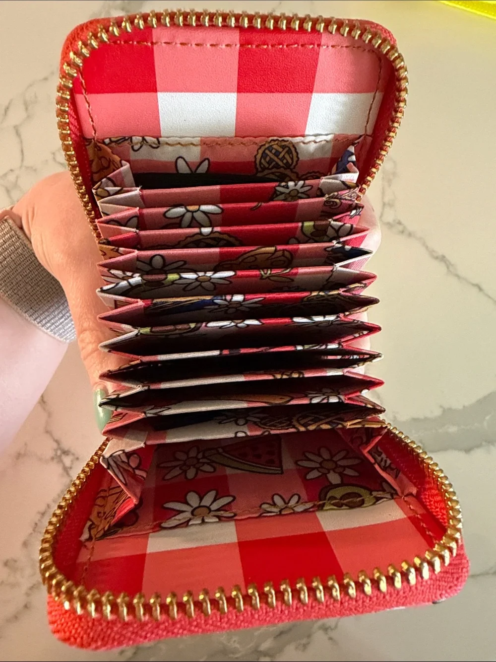 Disney Loungefly Red Checkered Mickey & Friends Zip Card Holder Wallet - Picture 5 of 5